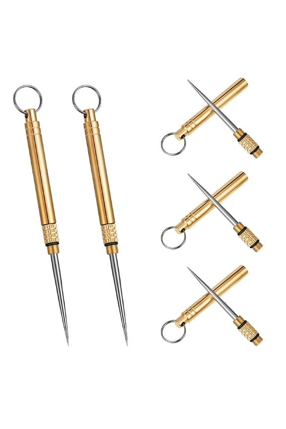 5 Pcs Metal Toothpicks with Key Ring Portable Toothpicks