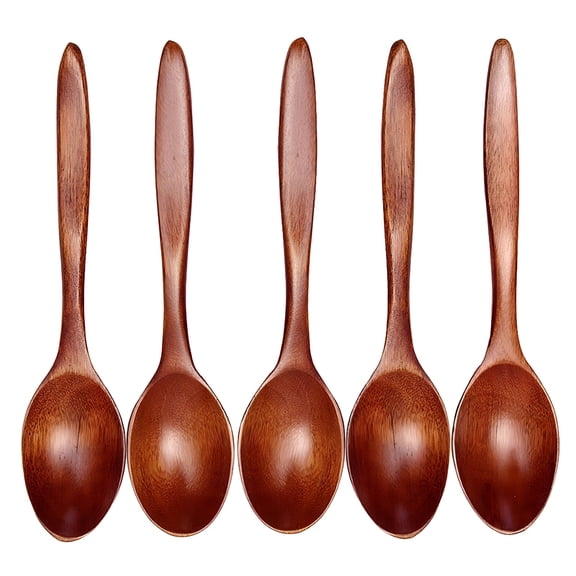 ACDANC 5 Pcs Small Wooden Spoons, Mini Teaspoons for Coffee Tea Jam, Durable Tasteless Serving Utensils for Dessert Ice Cream Bath Salts, 7 Inch Kitchen Cooking Tools
