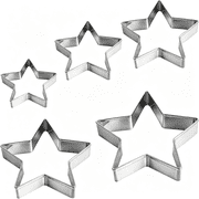 ACDANC 5 Pcs Star Cookie Cutter Set,Cutters Stainless Steel Five-Pointed Star Edge Cookie Cutters Fondant Biscuit Sandwich Cheese Cutter Star Shapes Molds Pastry Mold Bakeware Tools
