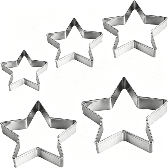 ACDANC 5 Pcs Star Cookie Cutter Set,Cutters Stainless Steel Five-Pointed Star Edge Cookie Cutters Fondant Biscuit Sandwich Cheese Cutter Star Shapes Molds Pastry Mold Bakeware Tools