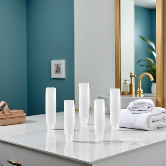 ACDANC 5 Pcs White 1 Oz Travel Bottles Empty Refillable Toothpaste Tubes Containers Small Mini Size Squeeze Dispensers, Refillable Containers Pump Dispensers Refillable Cosmetic(10 * 2.7Cm)