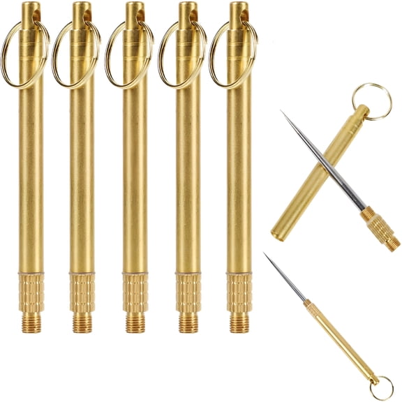 ACDANC 5 Pieces Portable Titanium Toothpicks,Pocket Toothpick Integrated with Key Ring Toothpick Holder for Outdoor Picnic Camping