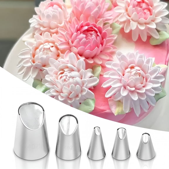 ACDANC 5 Pieces Rose Flower Piping Tips Set Cake Decorating Tips Icing Piping Nozzles Set Cupcake Decorating Kit Cupcake Pastry Tool