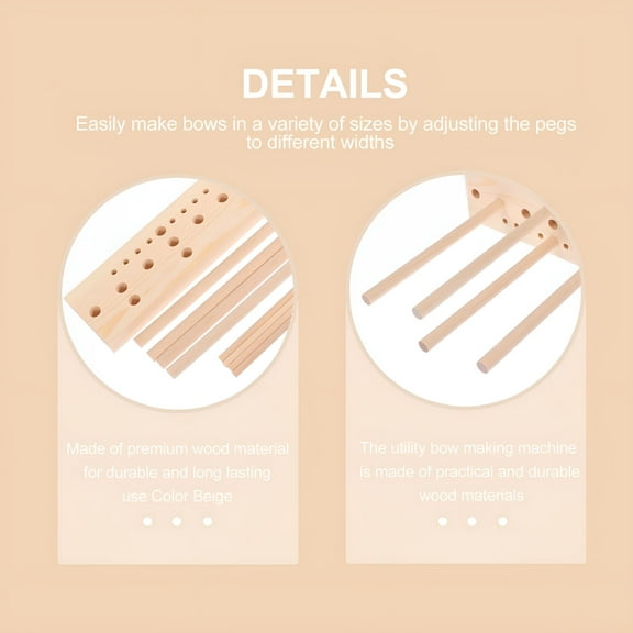 ACDANC 5-in-1 Ribbon Maker Bow Tool for Holiday Wreaths,Crafts & Decorations - Adjustable Pegs,Beige,6.96 x 2.28 x 0.62 Inches