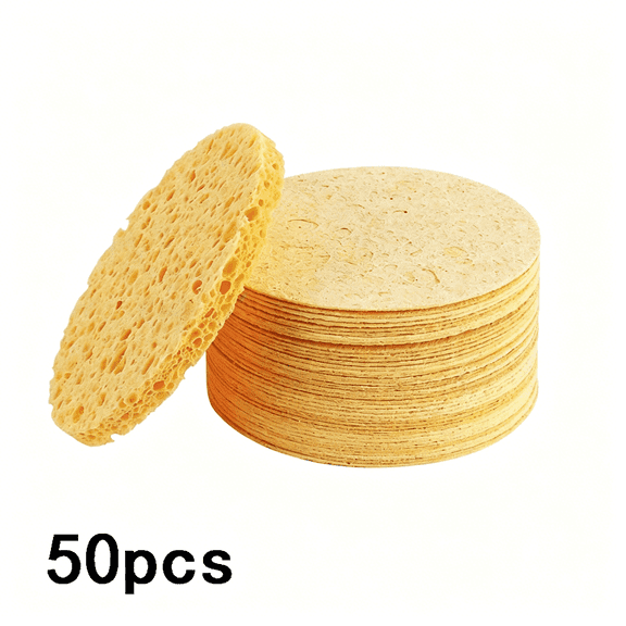 ACDANC 50-Count Compressed,Cellulose,100% Natural Cosmetic Spa Sponge for Facial Cleansing,Exfoliating Mask,Makeup Removal