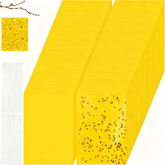 ACDANC 50 Pcs 9.8 X 5.9" Large Yellow Sticky Traps for Gnats Double Sided Sticky Trap for Plant Whiteflies, Aphids, and Black Flies with Twist Ties, Indoor and Outdoor