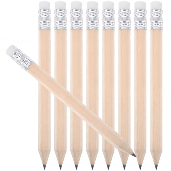 ACDANC 50 Pcs HB Refillable Wood Pencils with Erasers, Compact Half Size Drawing Pencil Set for Writing, Calligraphy, Sketching