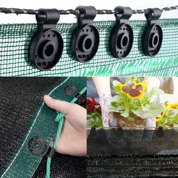 ACDANC 50 Pcs Shade Cloth Heavy Duty Lock Grip Plastic Clips Greenhouse Fix Clamp Tent Accessory For Garden Netting Sun Net Black