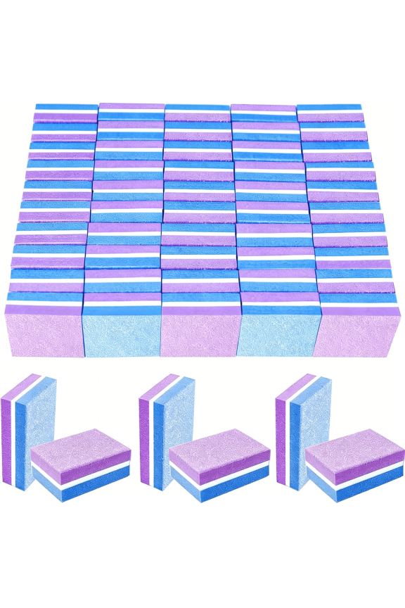 50 Pcs Sponge Nail Buffers,100/180 Grit Mini Nail Files,Mini Buffer Block Nail File for Acrylic&Natural Nails,Double-Sided Buffing Blocks for Manicure&Pedicure,Home Use(Purple-Blue)