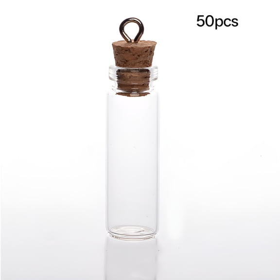 ACDANC 50Pcs 1.5ml Clear Small Mini Glass Jars Diy Wish Bottles for Message Weddings Wish Party Favors with Cork Stoppers