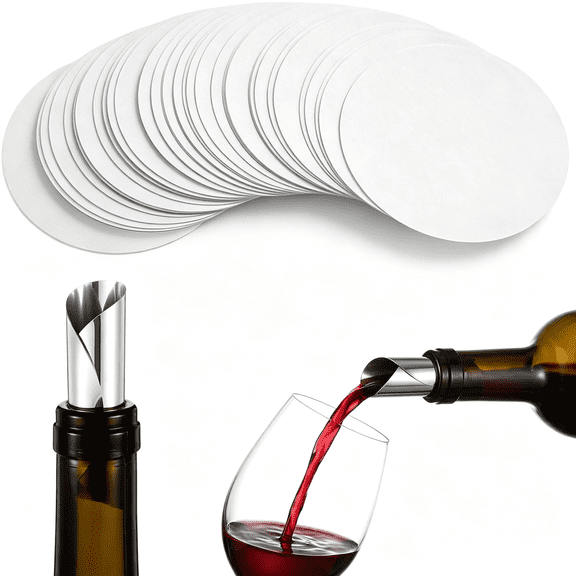 ACDANC 50Pcs Wine Pouring Discs,Reusable Silver Wine Pourer | Drip-Free Pour Spouts for Wines Beverage Bottles for Bar Party Home Use(76Mm in Diameter)Reusable Silver Wine Pourer | Drip-Free Pour