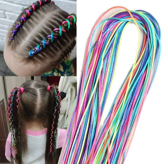 ACDANC 50pcs Hair Braids Assorted Gradient Colorful Braided Hair Rope Band Set for Ponytail Braids Women Girl DIY Braid Hair Styling Accessories Wraps