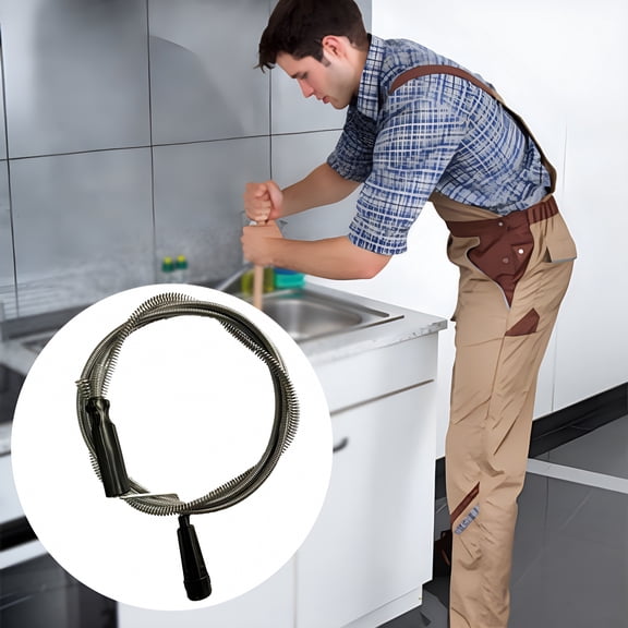 ACDANC 5FT Stainless Steel Drain Auger, Heavy Duty Plumbing Snake with Ergonomic Handle, Flexible Rust-Proof Hair Clog Remover for Toilet, Sink, Shower, Bathtub, and Kitchen