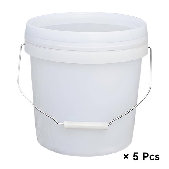 ACDANC 5Pcs Food Storage Containers with Lids,Disposable Easy-Open Lid Plastic Buckets with Lids,Sealed Lid Comfortable Handle Kitchen Storage,White