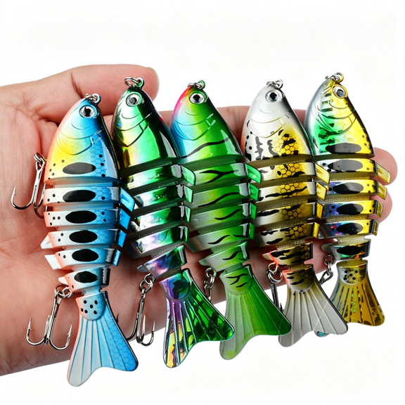 ACDANC 5Pcs Glide Bait Fishing Lures Kit, Surprise Gift for Men Teen Boys| Gear Dad,Bass Set, Hard Soft Baits Trout Pike Salmon