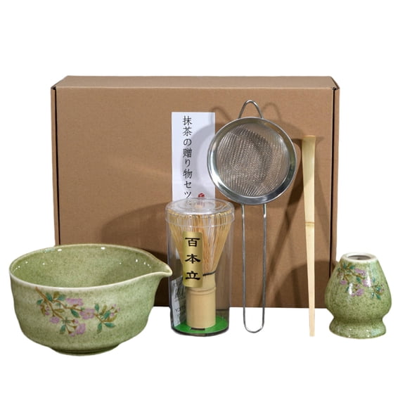 ACDANC 5Pcs Matcha Whisk Set,Bamboo Scoop Matcha Tea Set,Efficient Use Matcha Kit,Green1