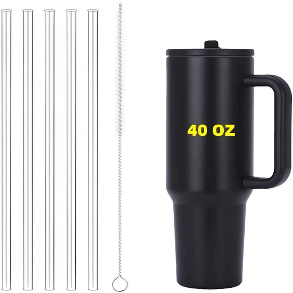 ACDANC 5Pcs Tritan Replacement Straws for Traveler 20Oz 32Oz 40Oz,Reusable Plastic Straws,With 1 Cleaning Brush(40Oz)