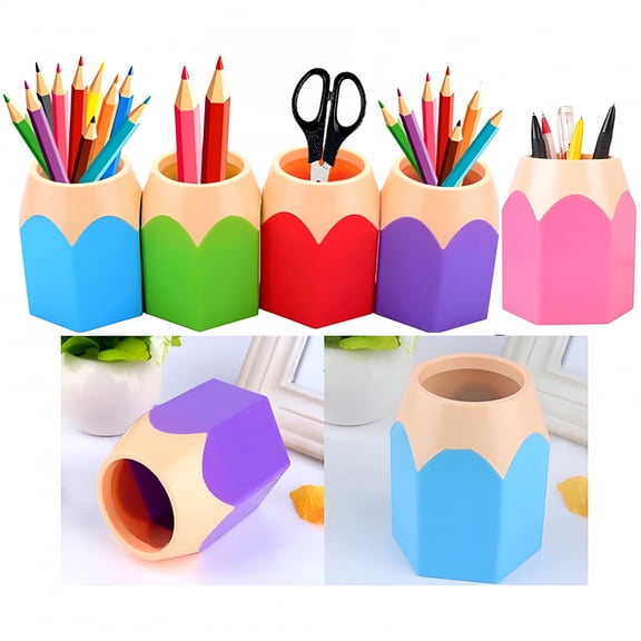 ACDANC 5pcs Pencil Shaped Pen Holders,Pencil Storage Organizer,Cute Desktop Pen Cup,Makeup Brush Container,Pencil Pot,Cartoon Stationery Rack Creative Stationery Storage for Office Home Decoration