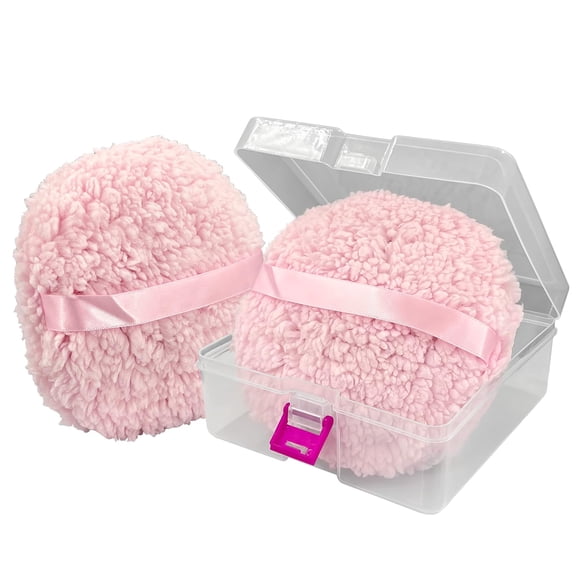 ACDANC 6"Body Powder Puff 2-Pack with Storage Box-Oversize Soft Dusting Puff for Women,Fluffy Talcum Powder Applicator,Gentle Skin Care Puff for Post-Bath UseInk