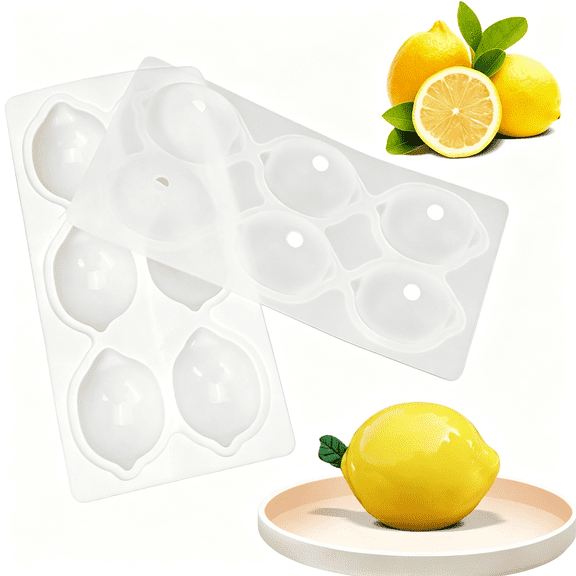 ACDANC 6-Cavity Lemon Silicone Mold,3D Fruit Shape Baking Mold  Non-Stick Easy Release for Mousse Cake Chocolate Pudding Jelly Dessert(Versatile Lemon Silicone Mold Lemon)