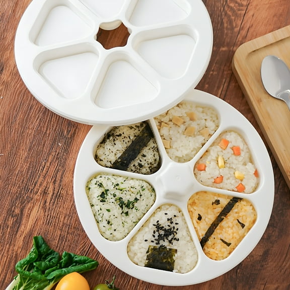 ACDANC 6 Cavity Triangle Sushi Mold, Non-Stick Onigiri Rice Ball Press Maker with Food Grade BPA Free Plastic, Reusable DIY Sushi Making Tool for Seaweed Rice Balls, Kitchen Cooking and Home Use