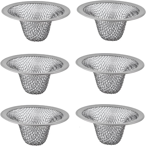 ACDANC 6 Pack Bathroom Mesh Sink Drain Strainer - 2.12" Top / 1" Small Stainless Steel Hair Basket Catcher for Bathroom Sink,Lavatory,Balcony,Utility,RV,Floor Drain Hair Drain Catcher