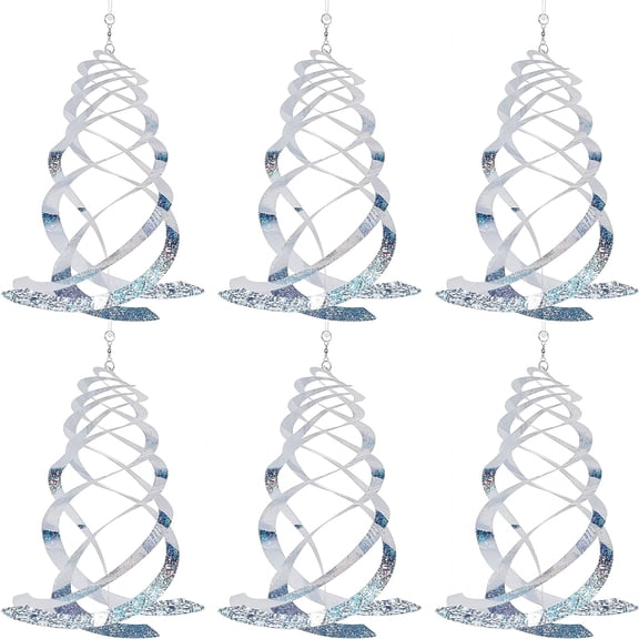 ACDANC 6 Pack Bird Repellent Spiral Reflectors Silver Mylar Spinner, Hanging Reflective Bird Deterrent Device, Garden Decorative Scare Birds Away, Like Woodpeckers, Pigeons and Geese
