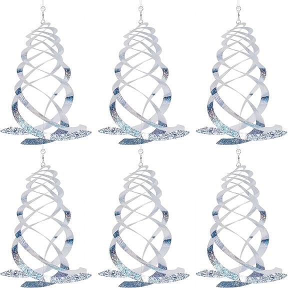 ACDANC 6 Pack Bird Repellent Spiral Reflectors Silver Mylar Spinner, Hanging Reflective Bird Deterrent Device, Garden Decorative Scare Birds Away, Like Woodpeckers, Pigeons and Geese