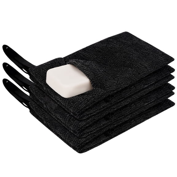 ACDANC 6 Pack Large Soap Saver Bag,Body Exfoliator Bar Soap Scrubber Pouch for Shower and Bath,Rough Soap Pocket Soap Saver Pouch for Massage,Peeling (Black)