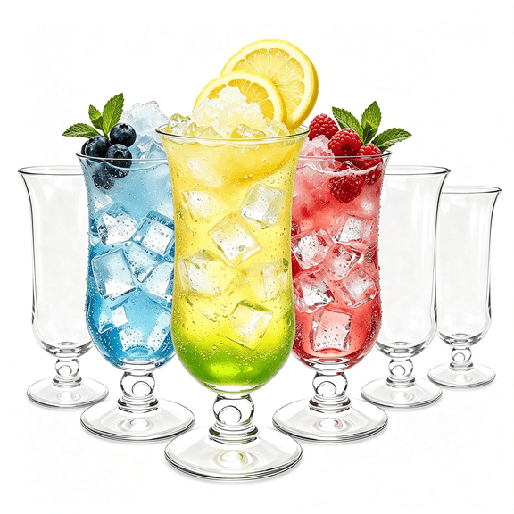 ACDANC 6 Pack Plastic Hurricane Glasses,13.5 Oz Clear Tulip Cups,Plastic Pina Colada Glasses for Cocktails and Juices