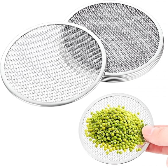 ACDANC 6 Pack Seed Sprouting Jar Lids - 304 Stainless Steel Screen Filter Strainer Lid for 82Mm / 3.2In Wide Mouth Mason Jars,Mesh Bean Sprout Sieve Lids for Bean,Alfalfa,Broccoli,Lentil
