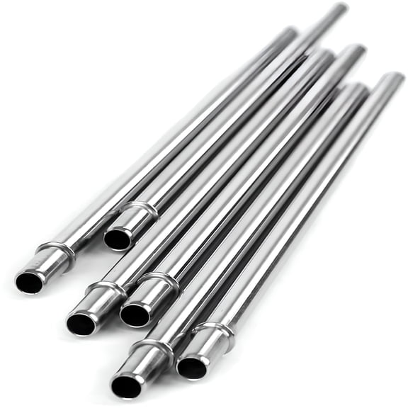ACDANC 6 Pack Stainless Steel Reusable Straws, 9.5 Inch Straight Metal Drinking Tube with Stopper for Hot Cold Beverages