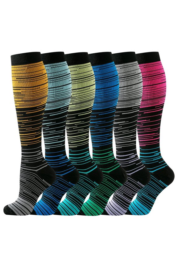 6 Pairs Compression Socks for Women and Men, 15-20 Mmhg Support Knee High Socks for Nurses, Athletic, Flying