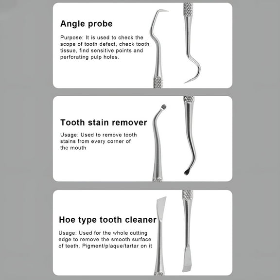 ACDANC 6 Pcs Dental Tools Kit with Case, Stainless Steel Teeth Scraper & Plaque Remover Set