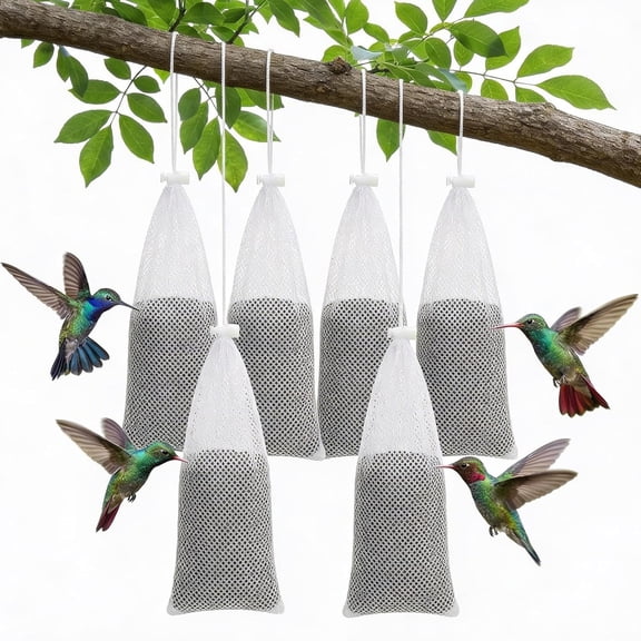 ACDANC 6 Pcs Finch Sock Feeder for Outdoor,Durable Instant Thistle Seed Feeder Sacks Hanging Bird Feeders,Bird Food Supply Tools for Garden Yard Wild Finch Feeding (White,3.94 X 15.5 Inch)