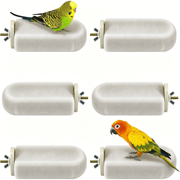 ACDANC 6 Pcs Large Natural Parrot Beak Grinding Stone Parakeet Chew Toy Calcium Parrot Perch Stand Bird Cage Accessories for Budgies,Cockatiels,Conures,Lovebirds,Canary