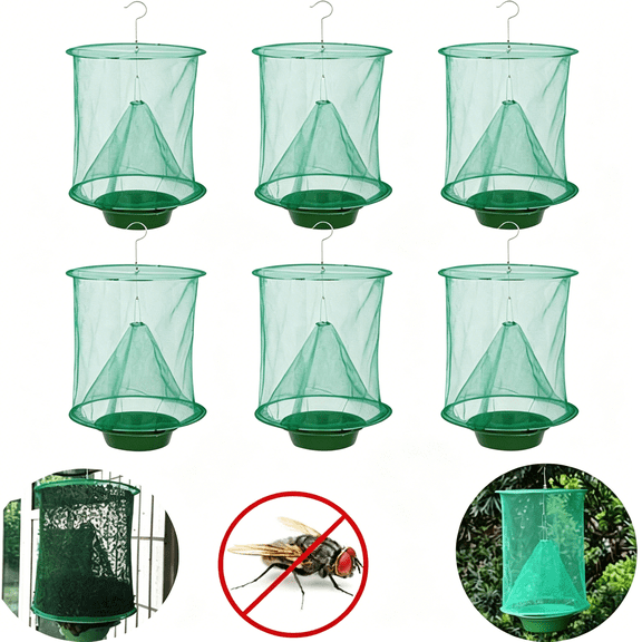 ACDANC 6 Pcs Outdoor Hanging Fly Catcher,Reusable Fly Traps,Versatile Fly Catching Device,Suitable for Farm,Ranch,Garden and Orchard