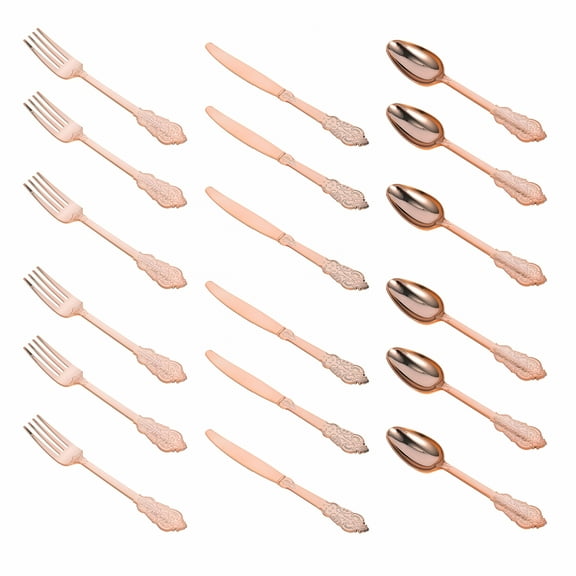 ACDANC 6 Sets Disposable Knife and Fork Spoon Party Cutlery Cake Flatware Plastic Tableware Silverware