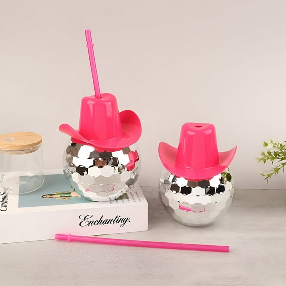 ACDANC 600ml Unique Disco Ball Cups with Straws Cocktail Cup
