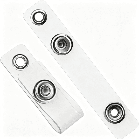 ACDANC 60Pcs Clear Id Badge Holder Straps with Snaps and Eyelets,Clear Plastic Snap Id Badge Clips with Plastic Snap Loop,Plastic Id Badge Straps for Name Tag,Lanyard,Key Ring