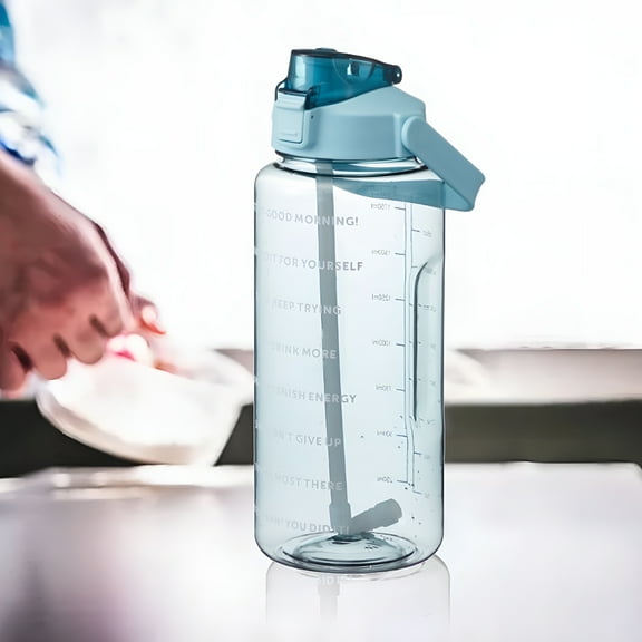 ACDANC 64oz Water Bottle with Marker - Cute Clear Sports Water Bottle with Straw & Handle, Half Gallon Motivational Water Jug for Gym, Fitness & Outdoor Activities - Leakproof BPA-Free