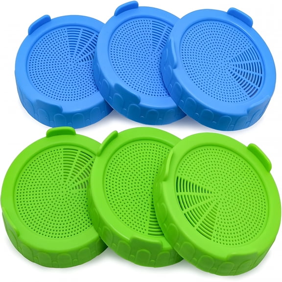 ACDANC 6Pcs/12Pcs Sprouting Lids for Wide Mouth Mason Jars, Plastic Canning Jar Strainer Lids, Mason Jar Pour Spout Lid, Bean Screen Microgreens Growing Kit Suit for Grow Bean Sprouts