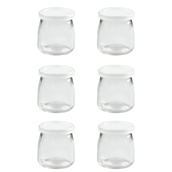 ACDANC 6Pcs/6oz Glass Yogurt Jars with Lids,Pudding Glass Jars,Mini Yogurt Dessert Clear Glass Jar,Container for Jello/Honey/Jam/Mousse/Cake/Milk,Party,Gift