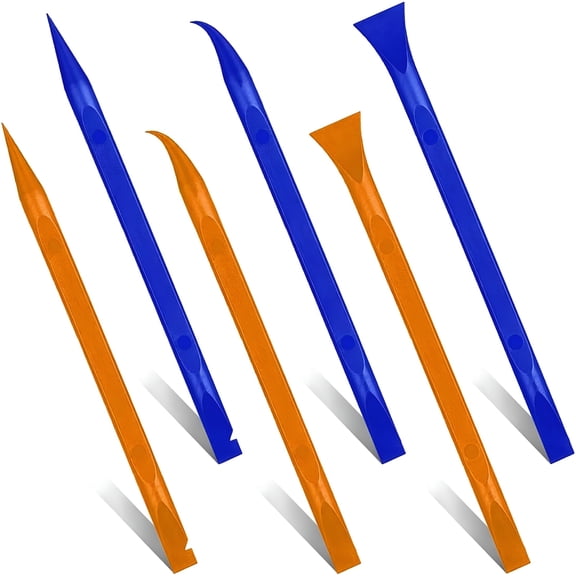 ACDANC 6Pcs Carbon Fiber Plastic Scraper Pen, Dual-Head Scratch Off Tool for Lottery Tickets, Coupons, and Stickers, Handy Cleaning Scraper, Blue and Orange