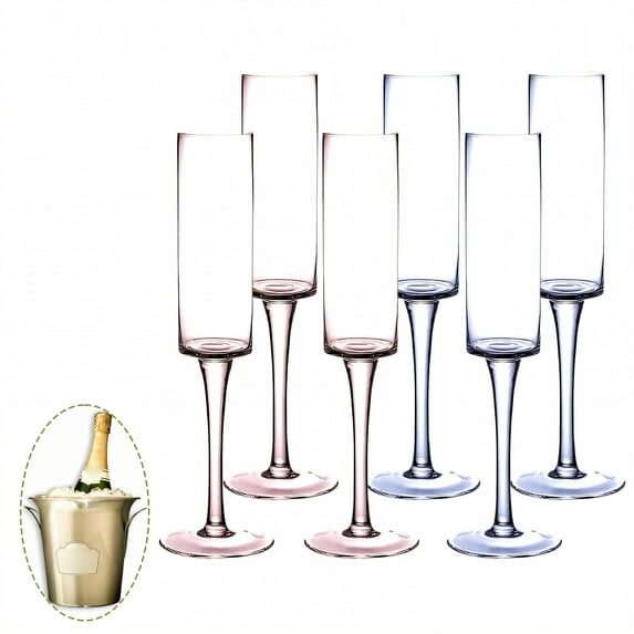 ACDANC 6Pcs Champagne Flutes Plastic 5.5 oz Damage-Proof Cocktail Glass Party Cups for Family Bar Party Mix1