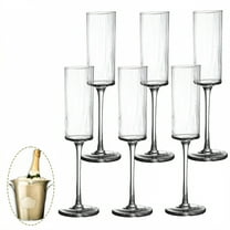 ACDANC 6Pcs Champagne Flutes Plastic 5.5 oz Reusable Multiple Times Cocktail Glass Party Cups for Parties White