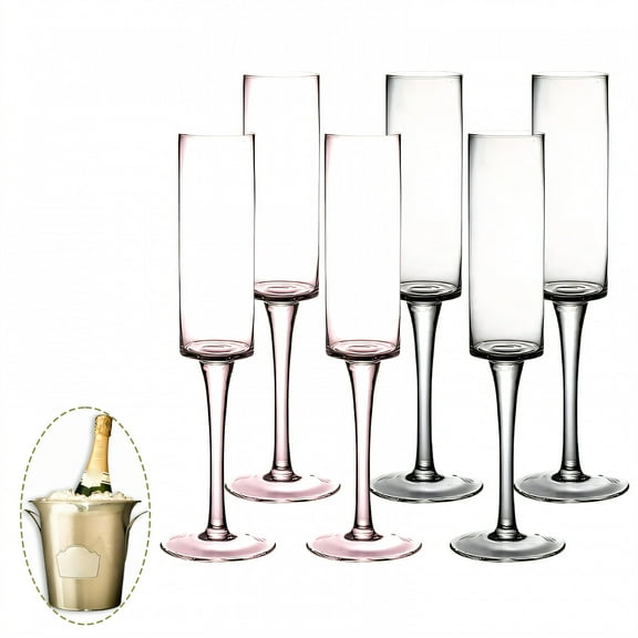 ACDANC 6Pcs Champagne Flutes Plastic 5.5 oz Sleek Touch Party Cups Plastic Tumblers for Friends Party Mix1