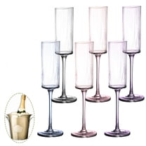 ACDANC 6Pcs Champagne Flutes Plastic 5.5 oz Transparent Outline Champagne Glasses Party Cups for Family Bar Party Mix2