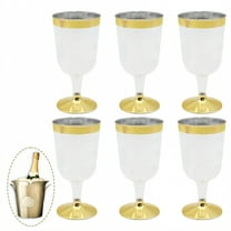 ACDANC 6Pcs Champagne Flutes Plastic 6 oz Martini Glasses Champagne Flutes for Family Bar Party Wedding Essentials Gold