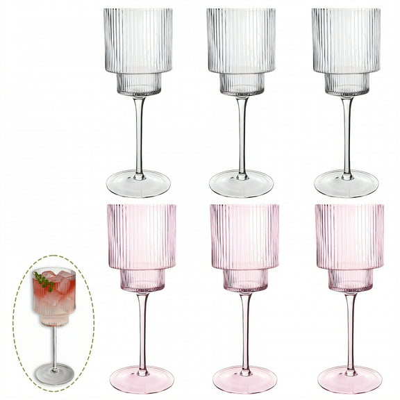 ACDANC 6Pcs Cocktail Glasses 12 oz Fine Optical Purity Acrylic Margarita Glass Champagne Flutes for Family Bar Party Night Events Mix1